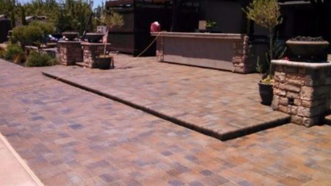 a picture of a stamped concrete patio in manteca, ca